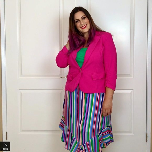 NWT $6 flash sale (24 hr) NWT A New Day pink blue grn spring stripe skirt XL - Picture 1 of 4